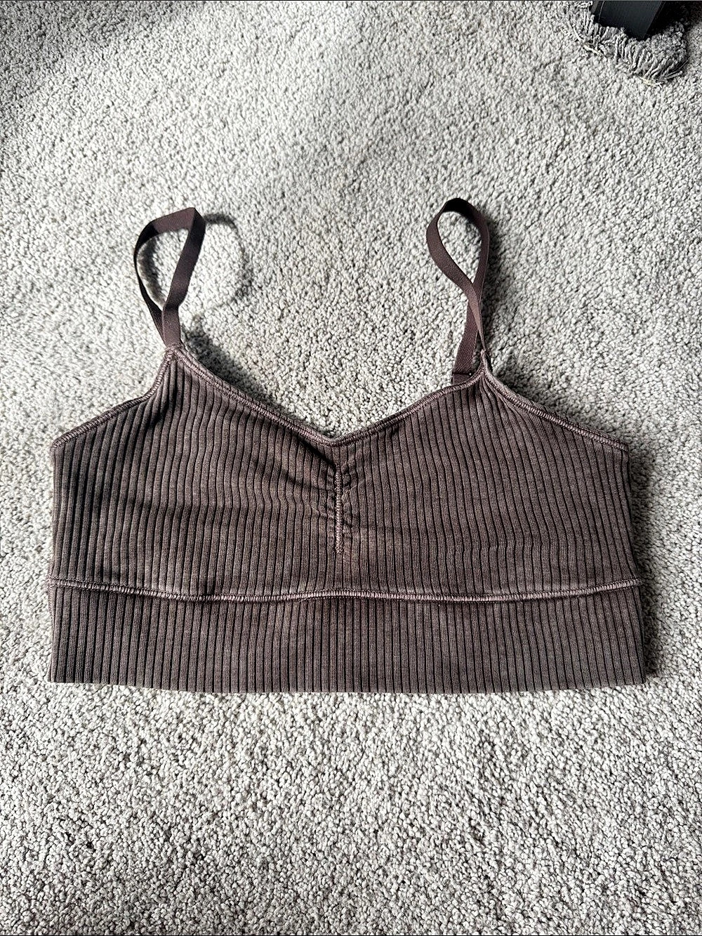 Aerie Ribbed Bralette in Brown